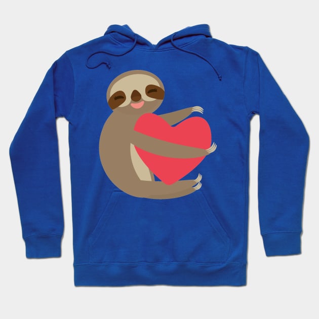 Cute sloth with red heart 2 Hoodie by EkaterinaP